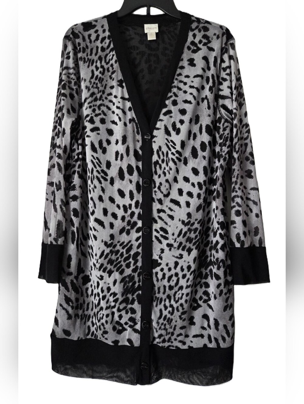 Chico's Animal Print Long Cardigan Chico's Size 2 US L/12